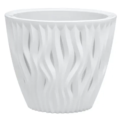 Кашпо для цветов пластиковое 4,5л d-21,5 см «Вдохновение» Белый/белый