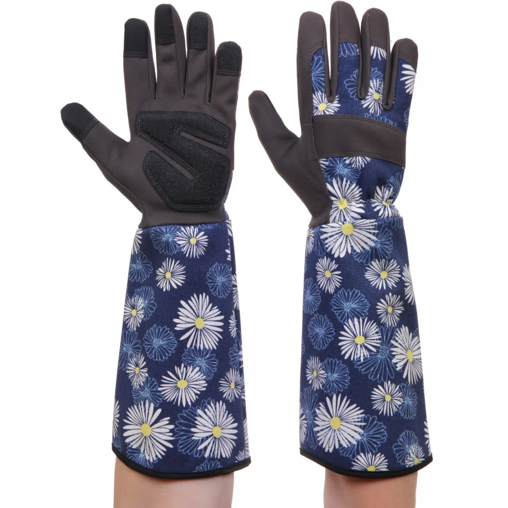 Перчатки полиэстер для защиты от роз «Golden rose-Ромашки» с удлиненными рукавами