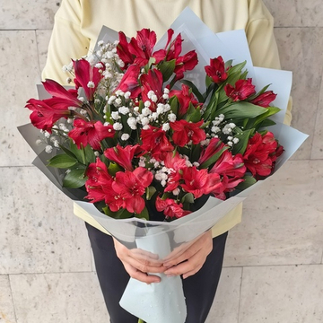 Букет из 7 красных альстромерий