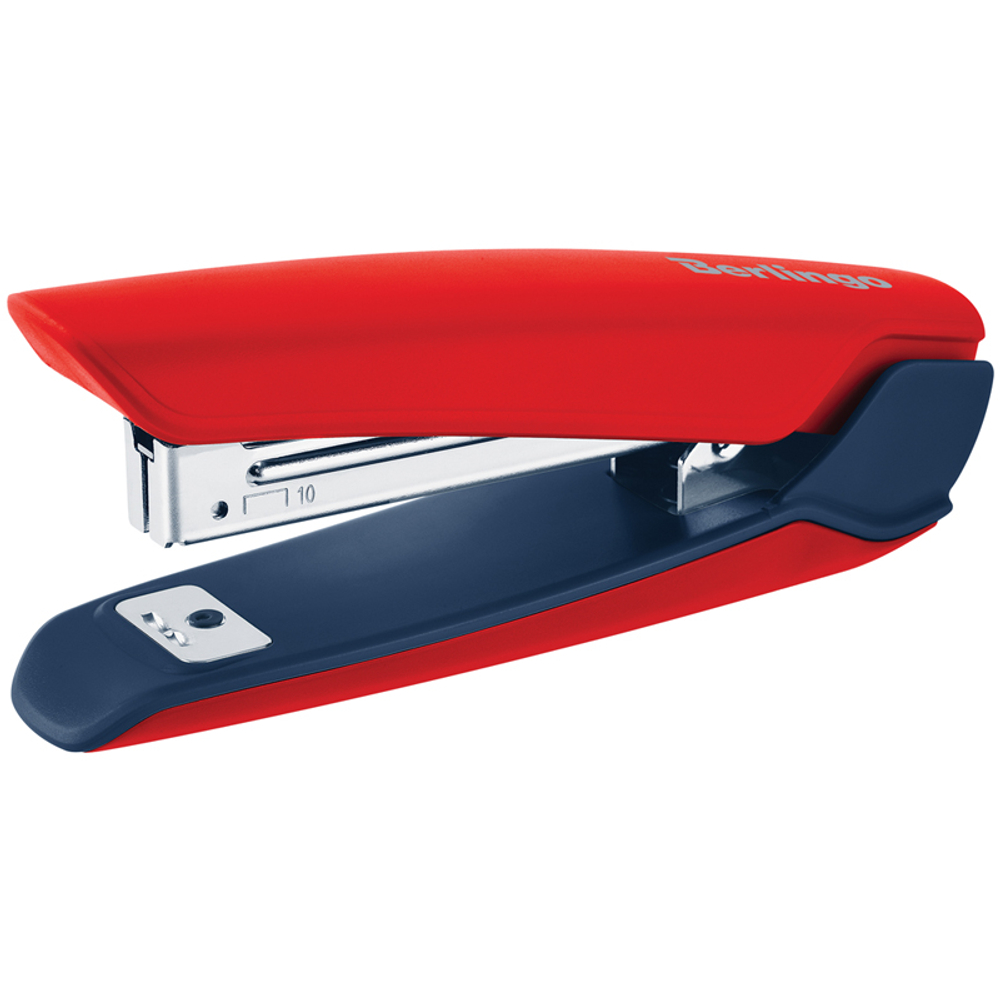 Степлер №10 Berlingo "Hyper" до 20л, пластиковый корпус, красный