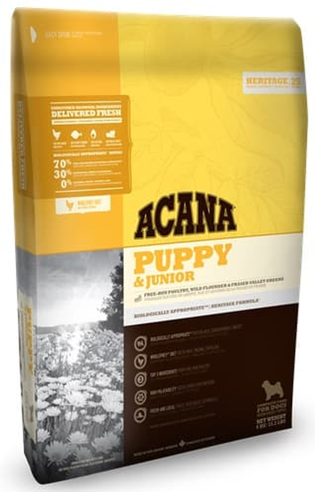 *АКАНА ПАППИ ЭНД ЮНИОР /корм для щенков всех пород/ HERITAGE (70/30)  0,34 кг