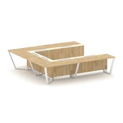 Steel Meet Стол переговорный П-образный KMK-PR.B.SP-11P Тиквуд Светлый/Ваниль Глянец/Металл Белый 32