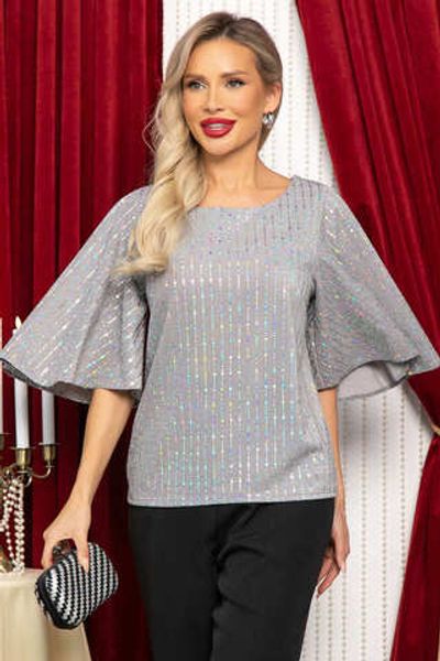 Блуза праздничная Ты ослепляешь! (серая) Б14699-7М LT Collection