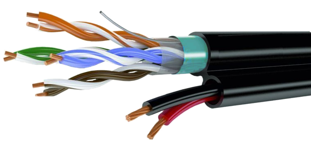 FTP4 Cat5e 24AWG CCA+2x0,75 CCA PE Outdoor Ripo (1x200m)