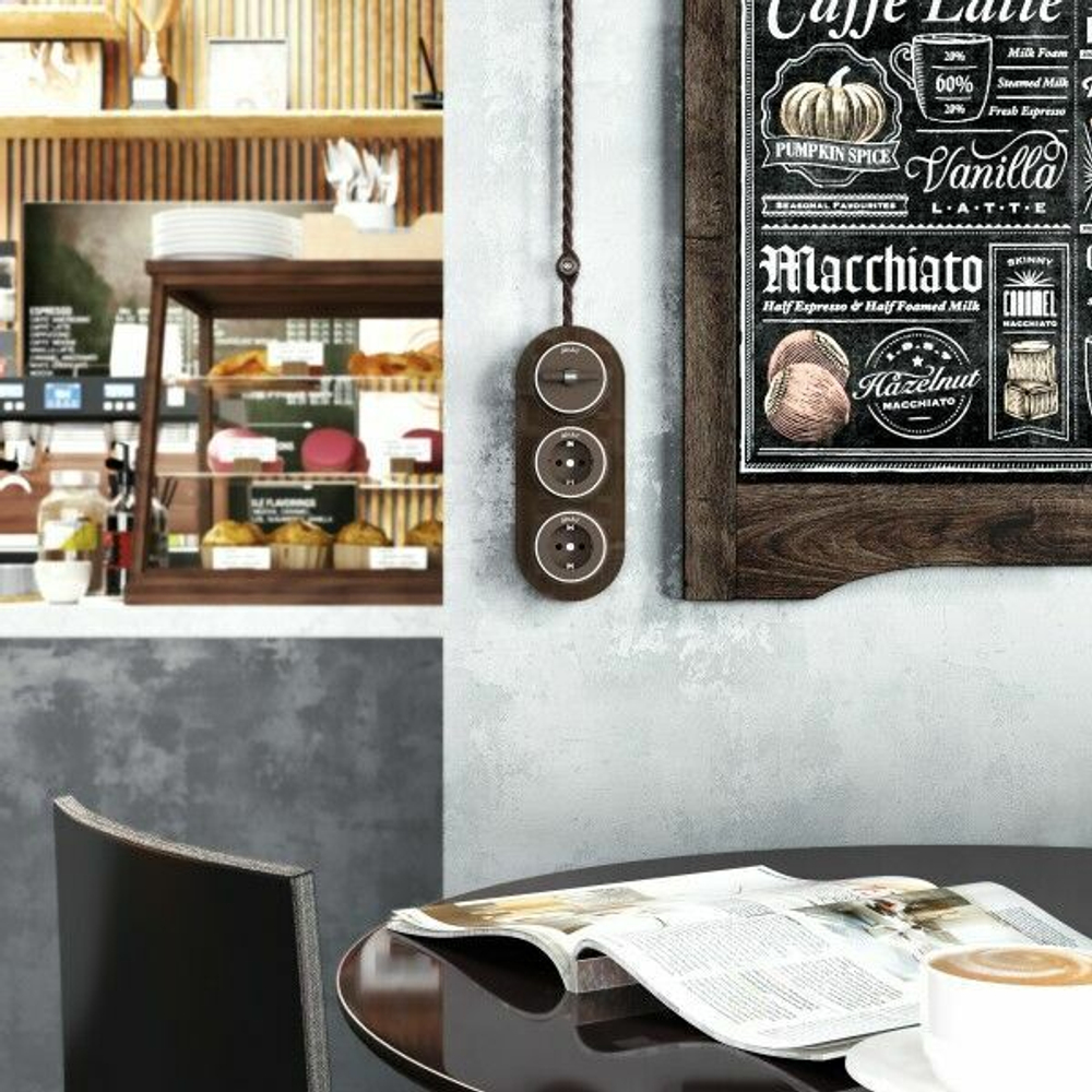 Переключатель / выключатель одноклавишный Vintage (мокко матовый/хром)