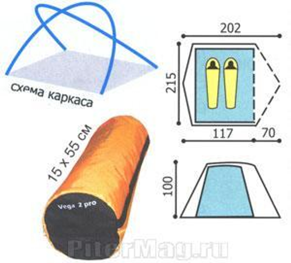 Легкая палатка Снаряжение Вега 2 (i)