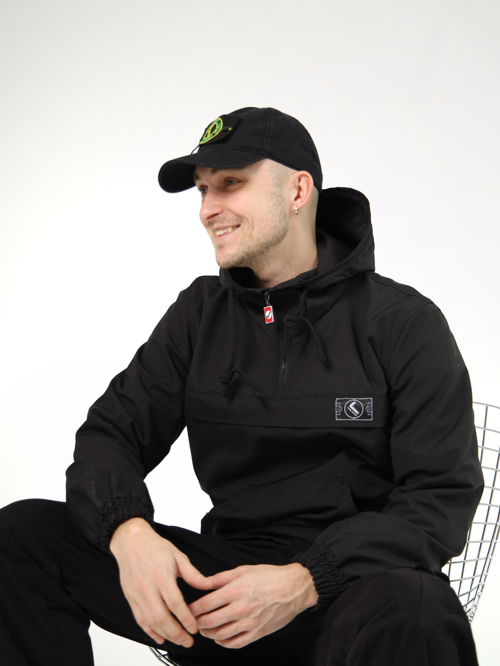 Анорак мужской без утеплителя черный Город Горький