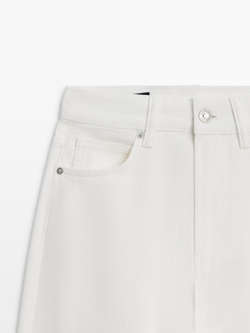 Massimo Dutti Джинсы с высокой талией и расклешенным кроем, белый