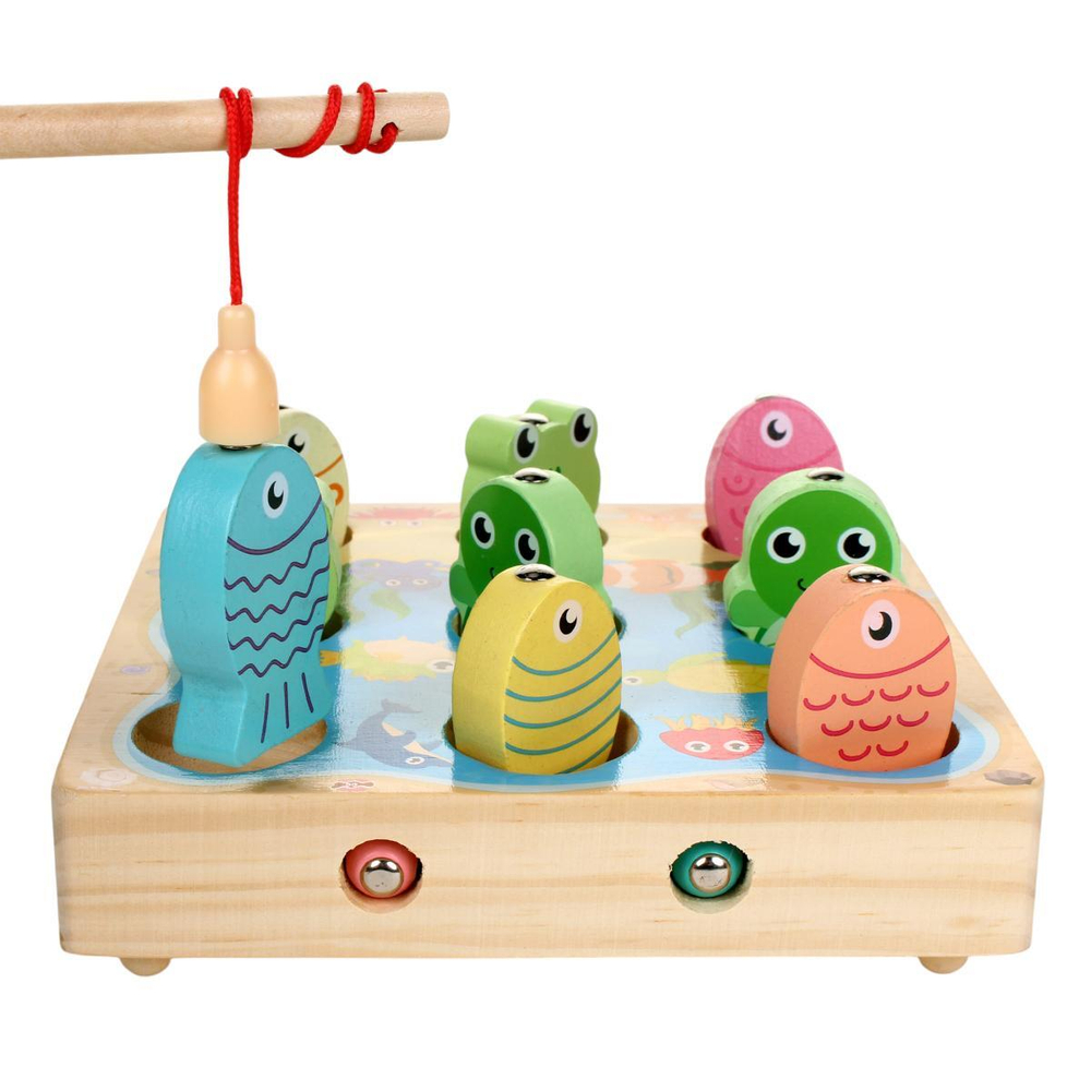 Развивающая игрушка деревянная Рыбалка 9 эл, коробка C-41675