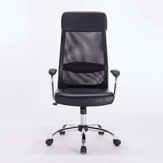Кресло офисное BRABIX &quot;Flight EX-540&quot;, хром, экокожа, сетка, черное, 531850