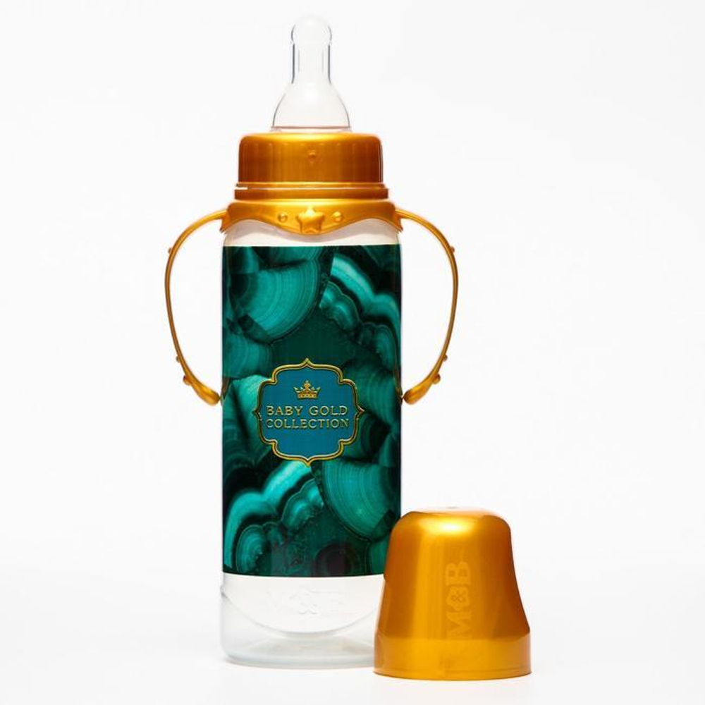 5399839 Бутылочка для кормления «Золотая коллекция: малахит» 250 мл цилиндр, с ручками