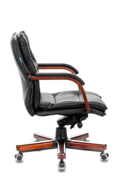 Кресло руководителя Бюрократ T-9927WALNUT-LOW черный кожа низк.спин. крестов. металл/дерево