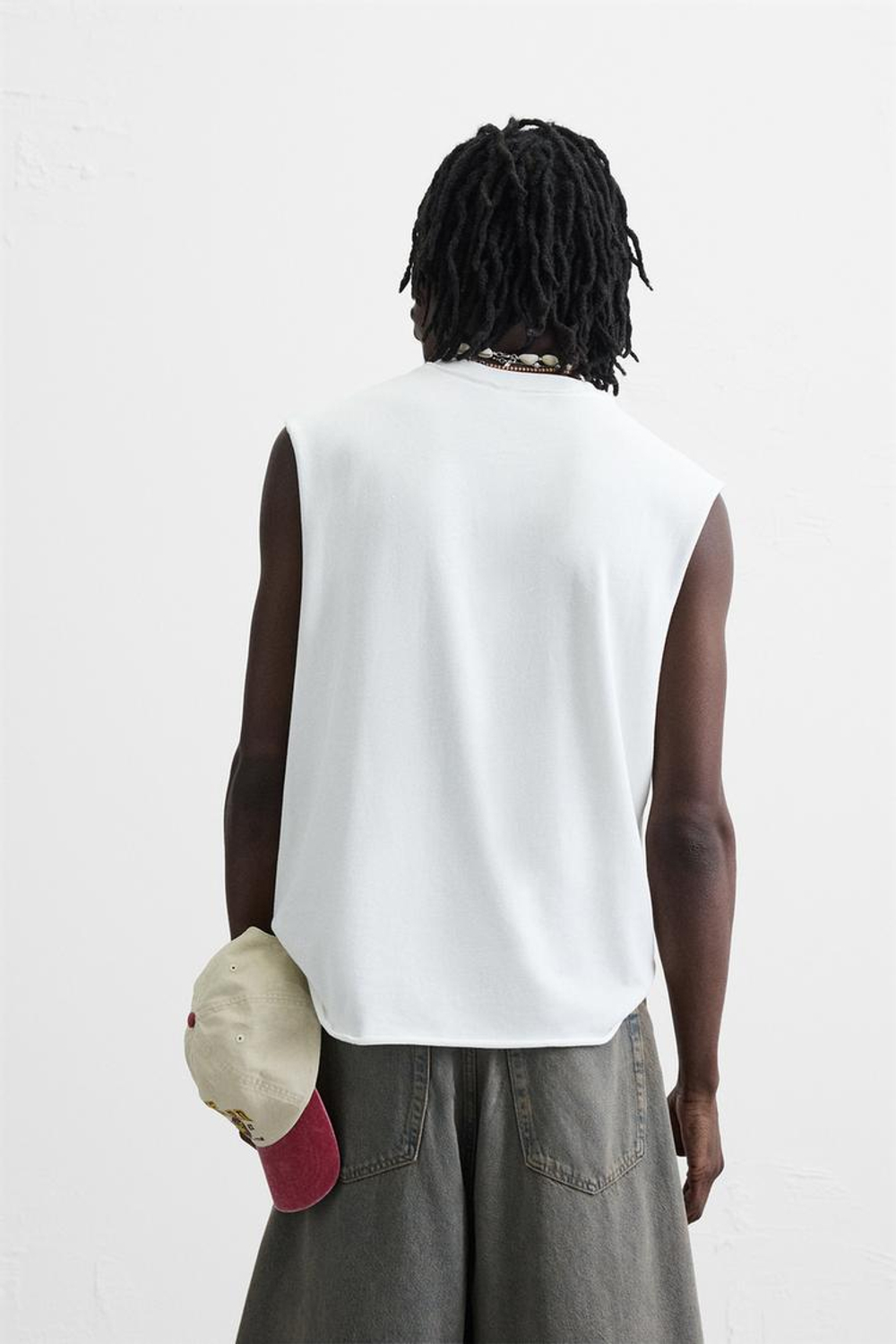 ZARA ФУТБОЛКА БЕЗ РУКАВОВ, БЕЛЫЙ