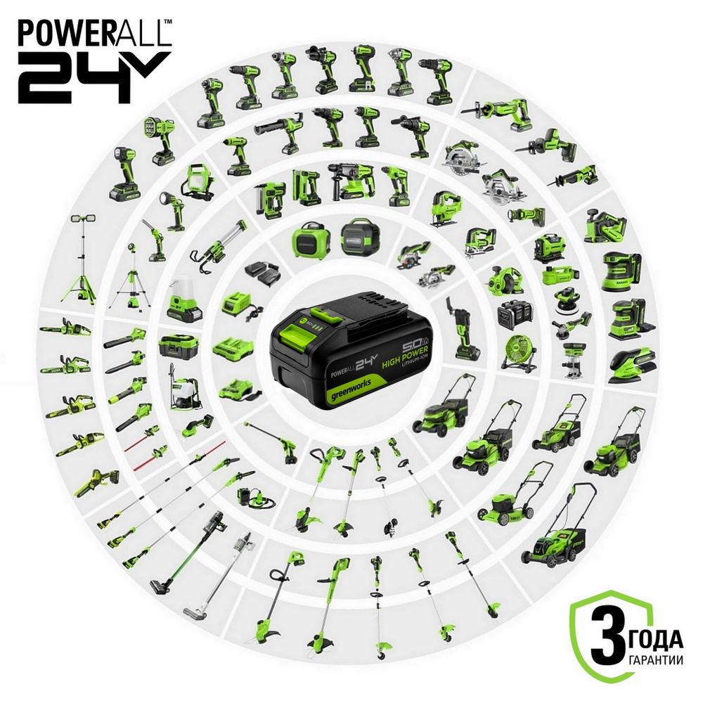 Аккумуляторная газонокосилка Greenworks GD24X2LM361, 2х24V, 36 см, (2520707), без АКБ и ЗУ