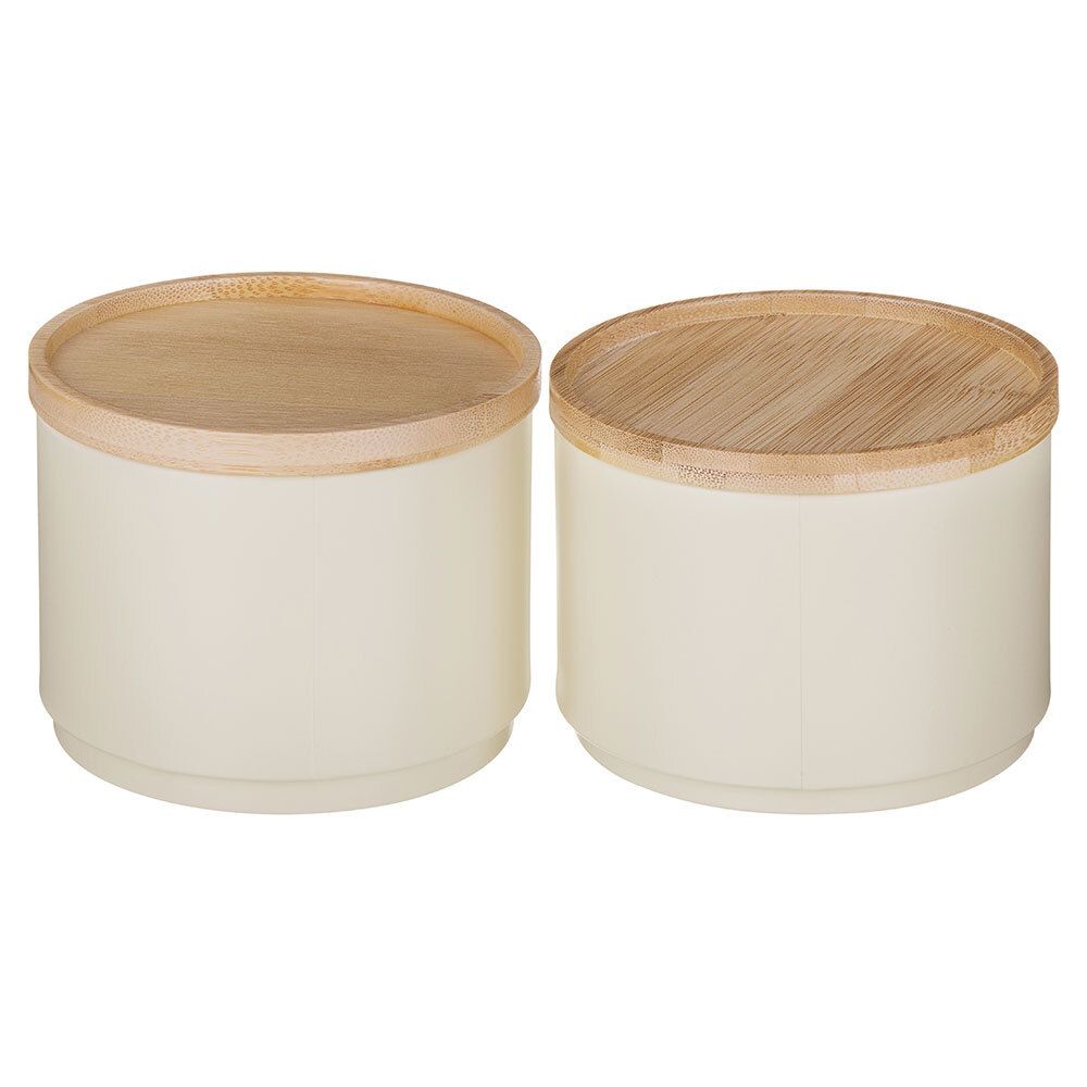 НАБОР БАНОК AGNESS ДЛЯ СЫПУЧИХ, 11Х16 СМ, ШТАБЕЛИРУЕМЫЕ, ЦВЕТ: IVORY