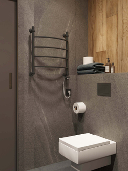 Полотенцесушитель электрический EWRIKA Сафо D 65x55 см, подключение справа, матовый черный, лесенка