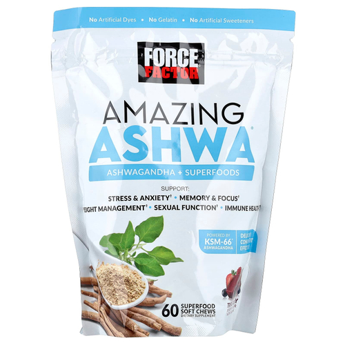 Force Factor, Amazing Ashwa®, тройная ягода, 60 жевательных таблеток