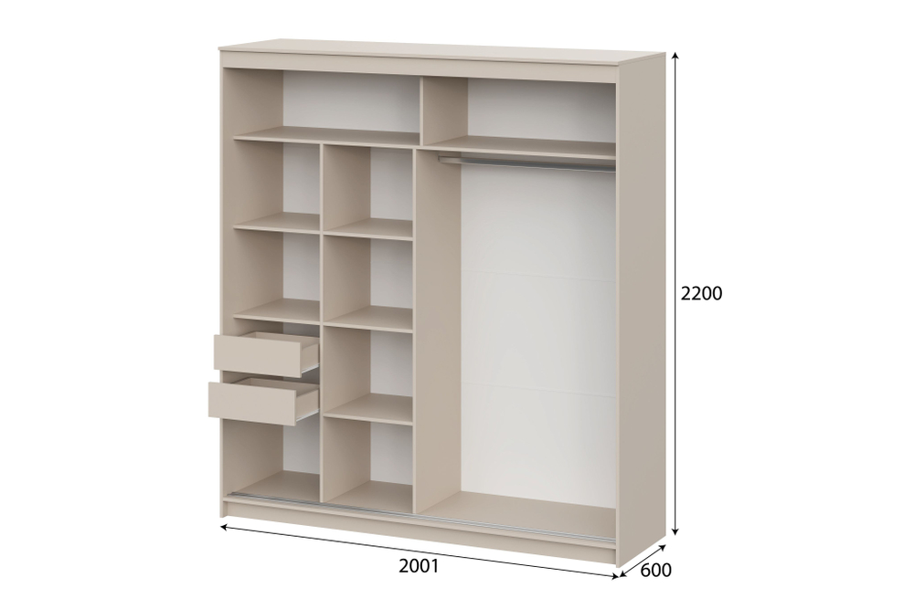 Шкаф-купе ШКП 3 (2,0) МАКС Меланж