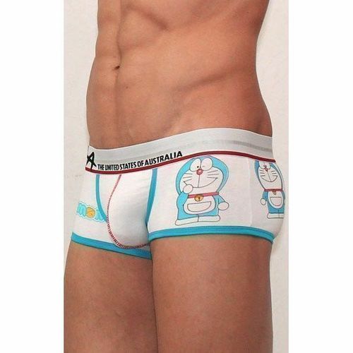 Мужские трусы хипсы белые с котом Дораемоном Croota Doraemon Hip Boxer