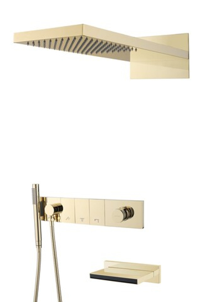 Встроенная душевая система с изливом ZODIAC, трехпозиционная Matt Gold