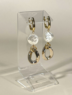 Серьги жемчужина и звено цепи