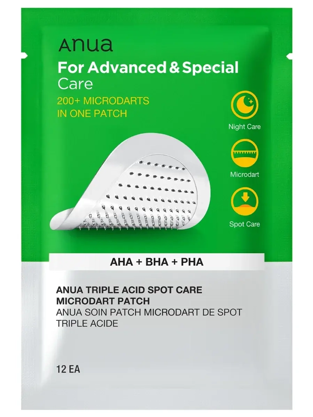 Anua Игольчатые точечные патчи с кислотами Triple Acid Spot Care Microdart Patch 12 шт