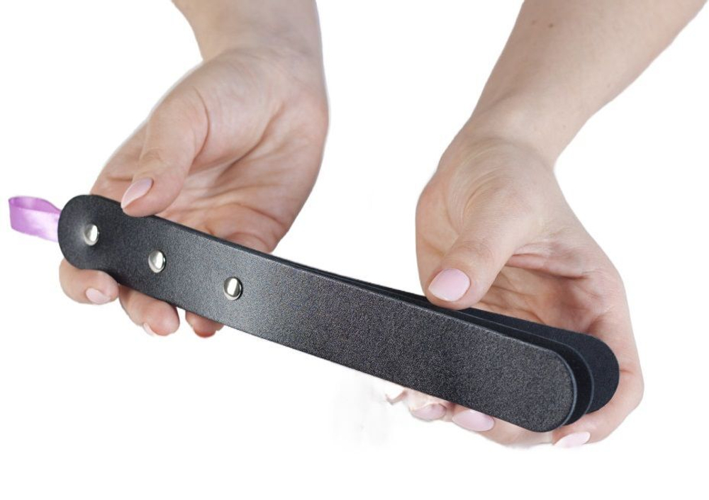 Черный мини-пэддл из трех слоев кожи - 25 см. (Цвет: черный)