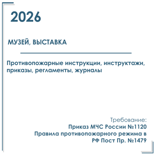 Пакет документов в электронном виде по пожарной безопасности 2025 г. для музеев, выставок