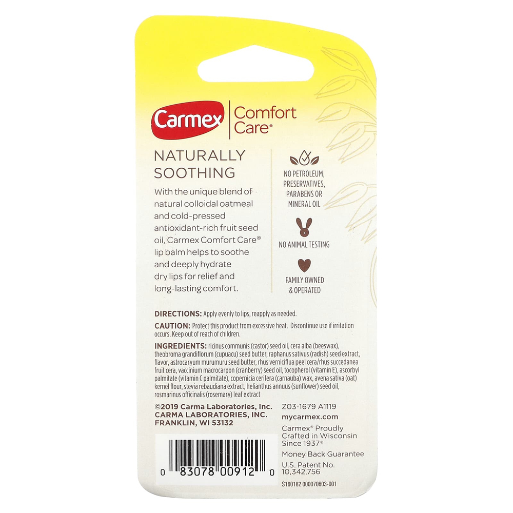 Carmex, Comfort Care, бальзам для губ с коллоидной овсянкой, арбузный взрыв, 2 стика по 4,25 г (0,15 унции)