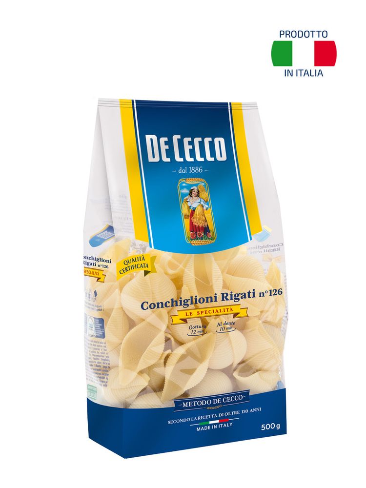 De Cecco Conchiglioni Rigati Конкильони Ригати №126, 500 г