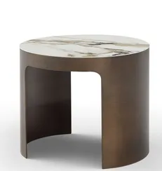 Стол журнальный Como M, Ø60х52 см, керамогранит Calacatta Macchia