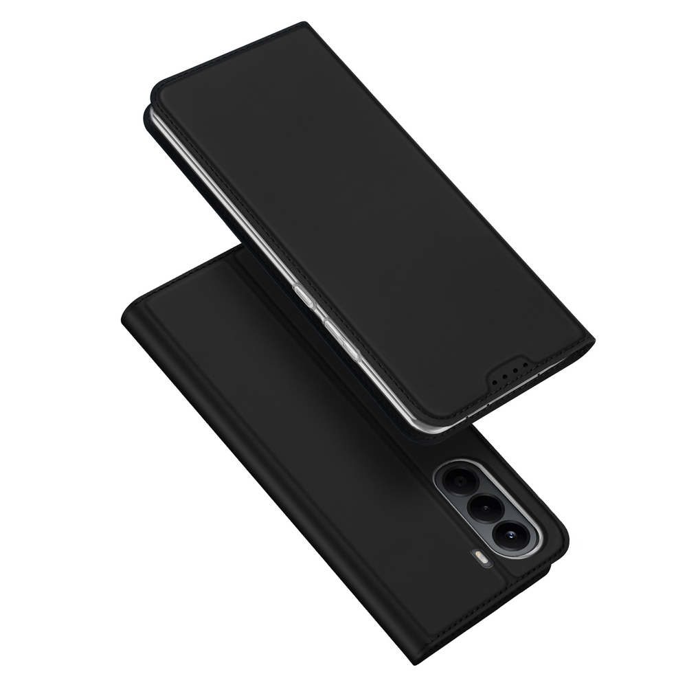 Чехол книжка из кожи черного цвета для OnePlus Nord CE6 Lite и Realme P4x, серия Skin Pro Series от Dux Ducis