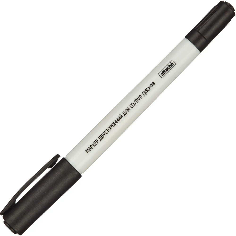 Маркер для CD перманентный Attache черный двусторонний (толщина линии 0.5 и 1.2 мм)