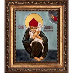 Спиридон с овечками. Икона на холсте.