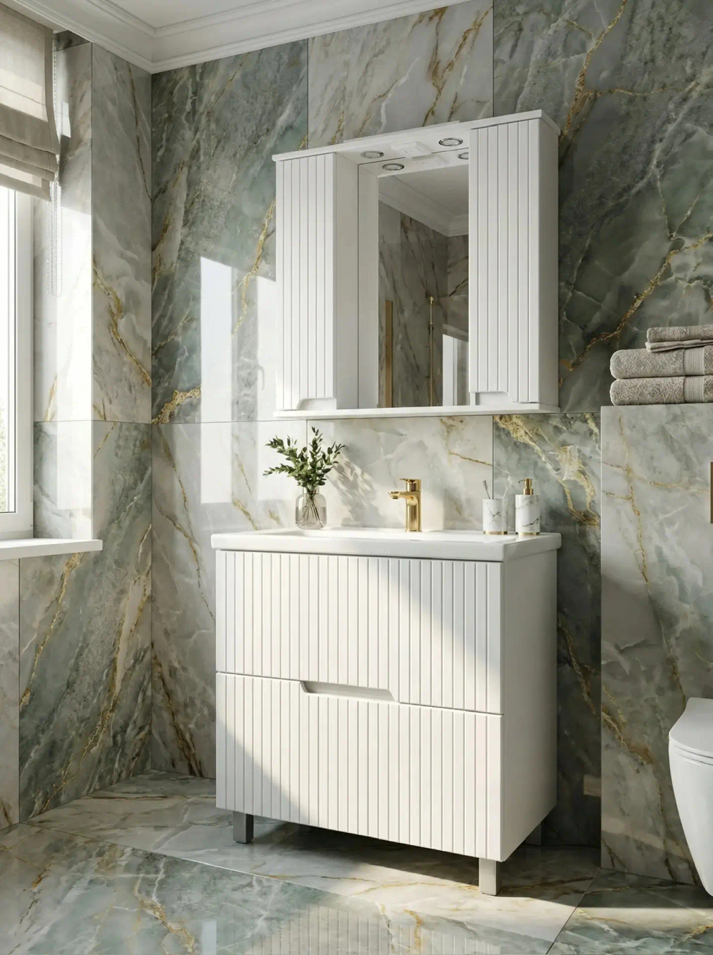 Тумба для ванной Асти 80 с умывальником Como 80 (в комплекте)