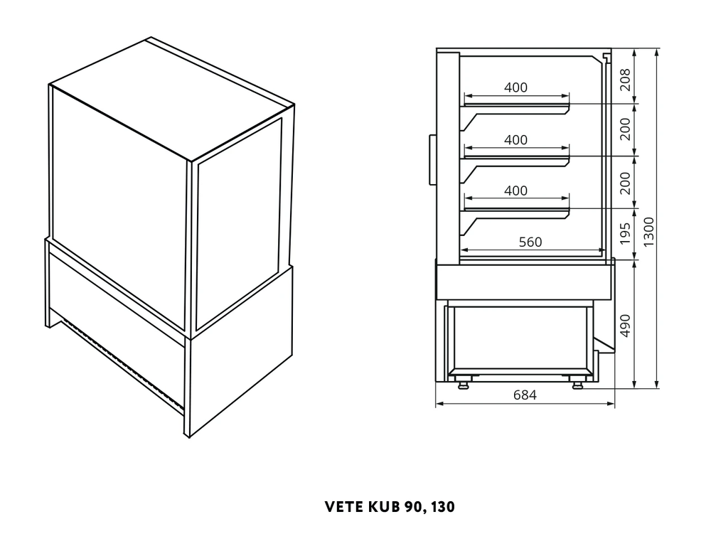 Витрина кондитерская Chilz Vete II kub 90, Антрацит/Серый матовый