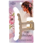 Заколка-краб для волос «AKS - DesignPRO», стразы, классика, цвет золото и хром, 5.8*3,2см