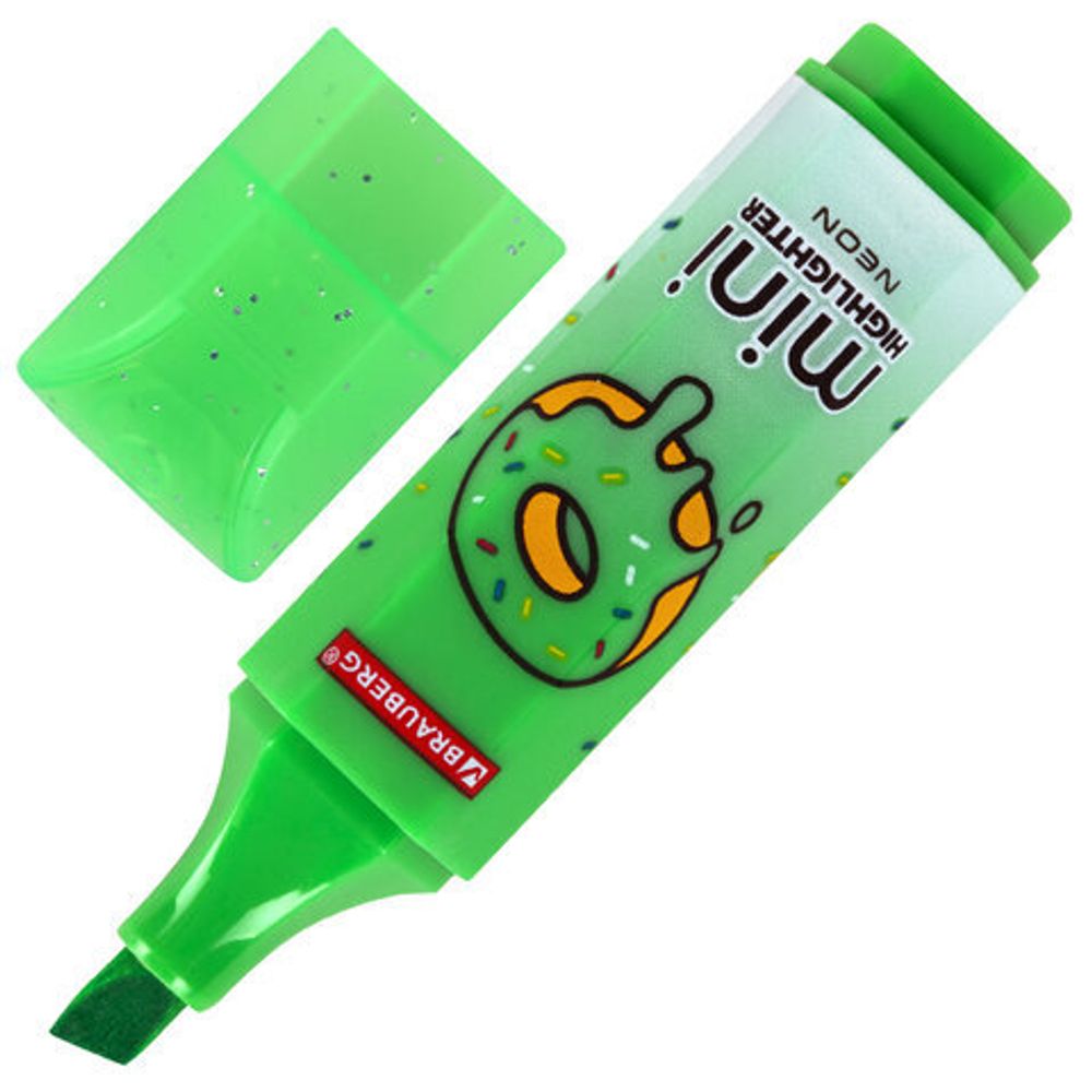 Текстовыделитель мини с принтами BRAUBERG "NEON", АССОРТИ В ПЛАСТИКОВОЙ БАНКЕ, 1-5 мм, 152535