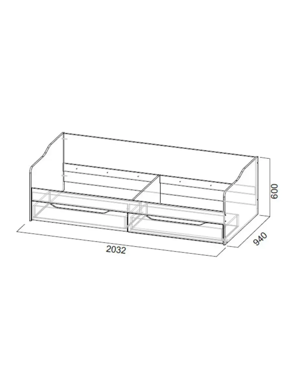 Кровать детская 200х90 см КР-1