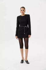 Платье с плечиками,Черный