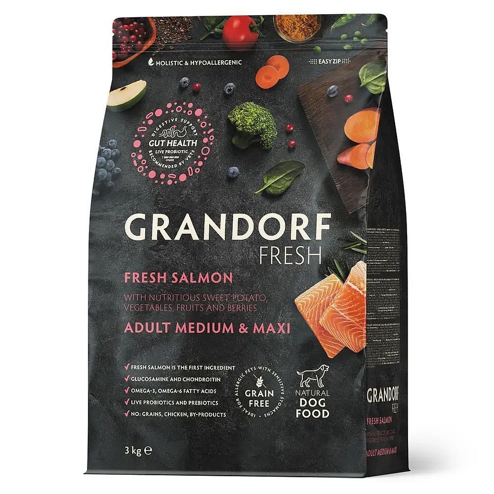 GRANDORF Fresh Dog Adult MED&amp;MAXI Salmon&amp;Sweet Potato 3 кг