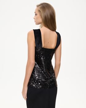 Топ из пайеток и бархата с бантом