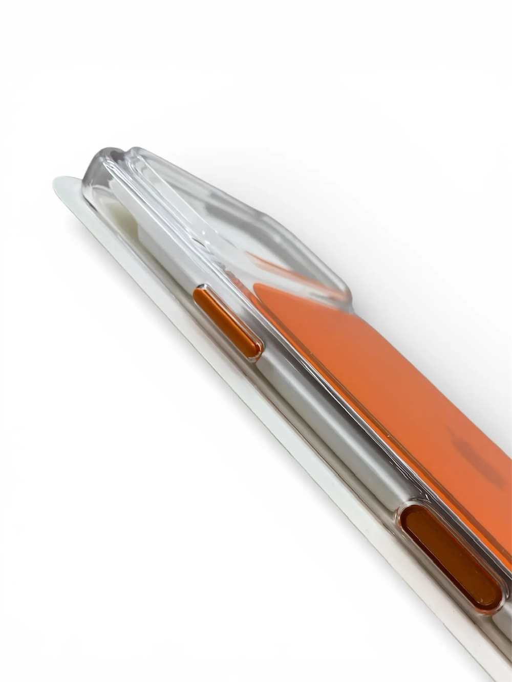 Clear case ORANGE с КНОПКОЙ и анимацией для iPhone 17 Pro