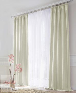 Комплект штор блэкаут (айвори) и вуаль (белый)