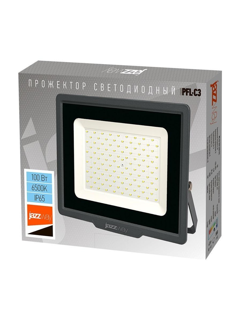 Прожектор светодиодный PFL-C3 100Вт 6500К IP65 ДО закален. прозр. стекло Pro JazzWay 5023628A
