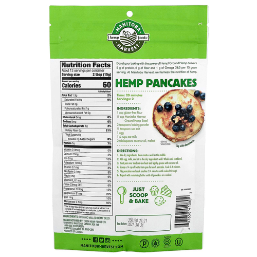 Manitoba Harvest, Органические молотые семена конопли, 198 г (7 унций)