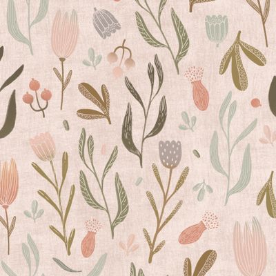 Flower meadow on light pink