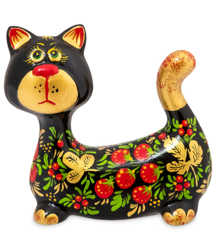 ГЛ- 976 Фигурка «Кот-Пряник» хохлома (Гжельский фарфор)