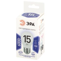Лампа светодиодная ЭРА STD LED P45-15W-860-E27 15Вт шар холодный дневной свет Е27