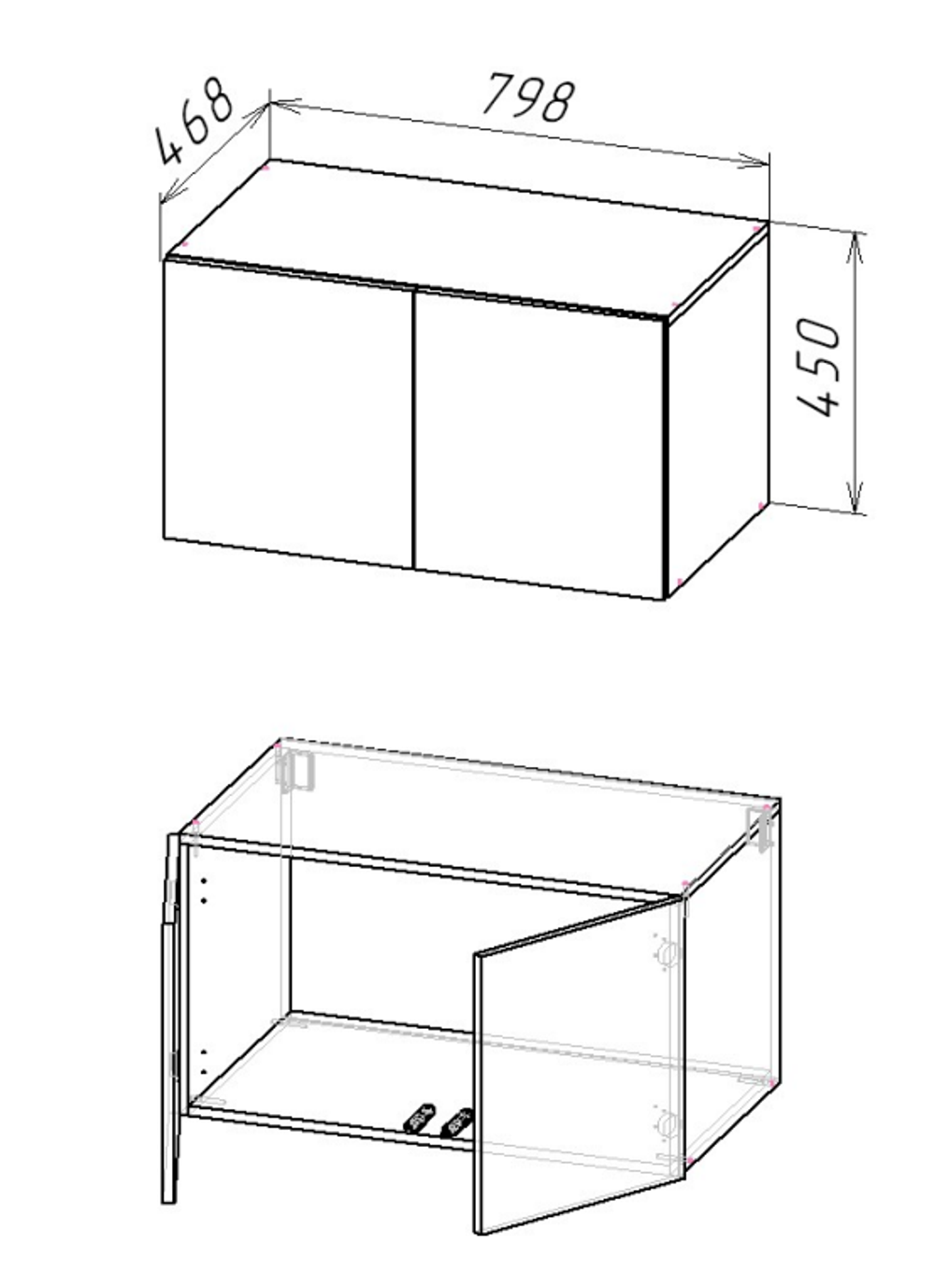 АЙРИ Антресольная секция к ШК-002 (2ств.) Корпус - Кашемир 2,75